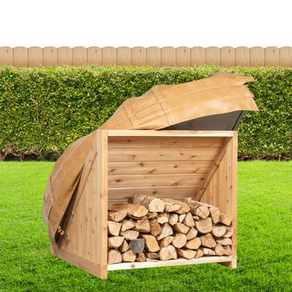Firewood Storage Bin with Protective Cover