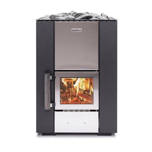 Complete NARVI Kuru 14 Wood-Burning Sauna Heater System with 3 Chimney Options