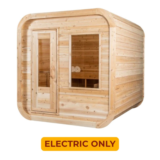 Luna 4-Person White Cedar Cube Sauna (Electric Only)