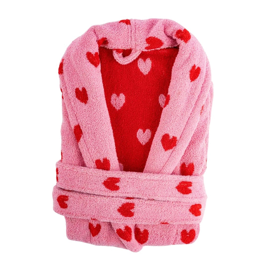 Valentine Heart Handwoven Plush Turkish Cotton Robe