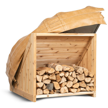 Firewood Storage Bin with Protective Cover
