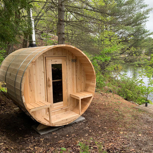 Serenity 4-Person Wood Burning Barrel Sauna Retreat