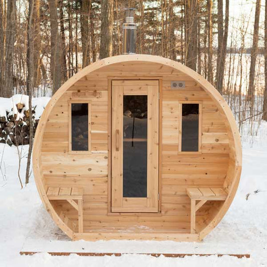 Elation 4-Person Wood Burning Schooner Barrel Sauna Retreat