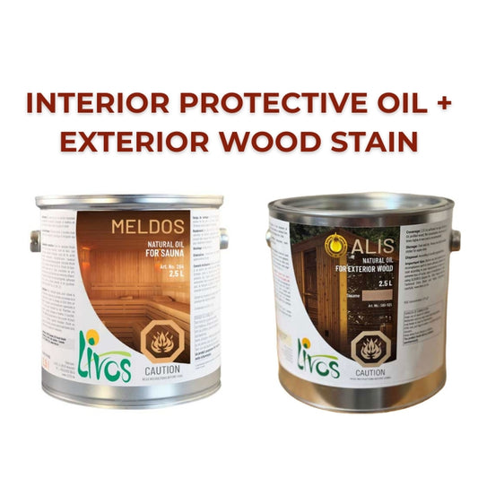 SAUNA INTERIOR Protective Oil + EXTERIOR Wood Stain Bundle