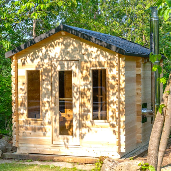 Classic Cabin Wood-Burning Sauna with Changing Room
