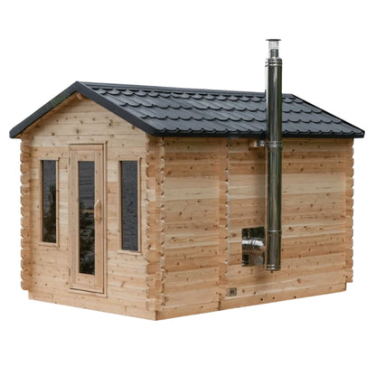 Traditional 6-Person Outdoor White Cedar Georgian Cabin Sauna with Changing Room