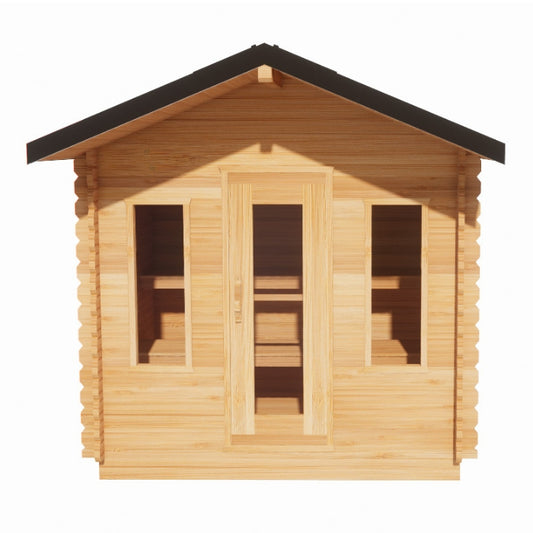 Traditional 4-Person Outdoor White Cedar Palmer Cabin Sauna with 2 Windows